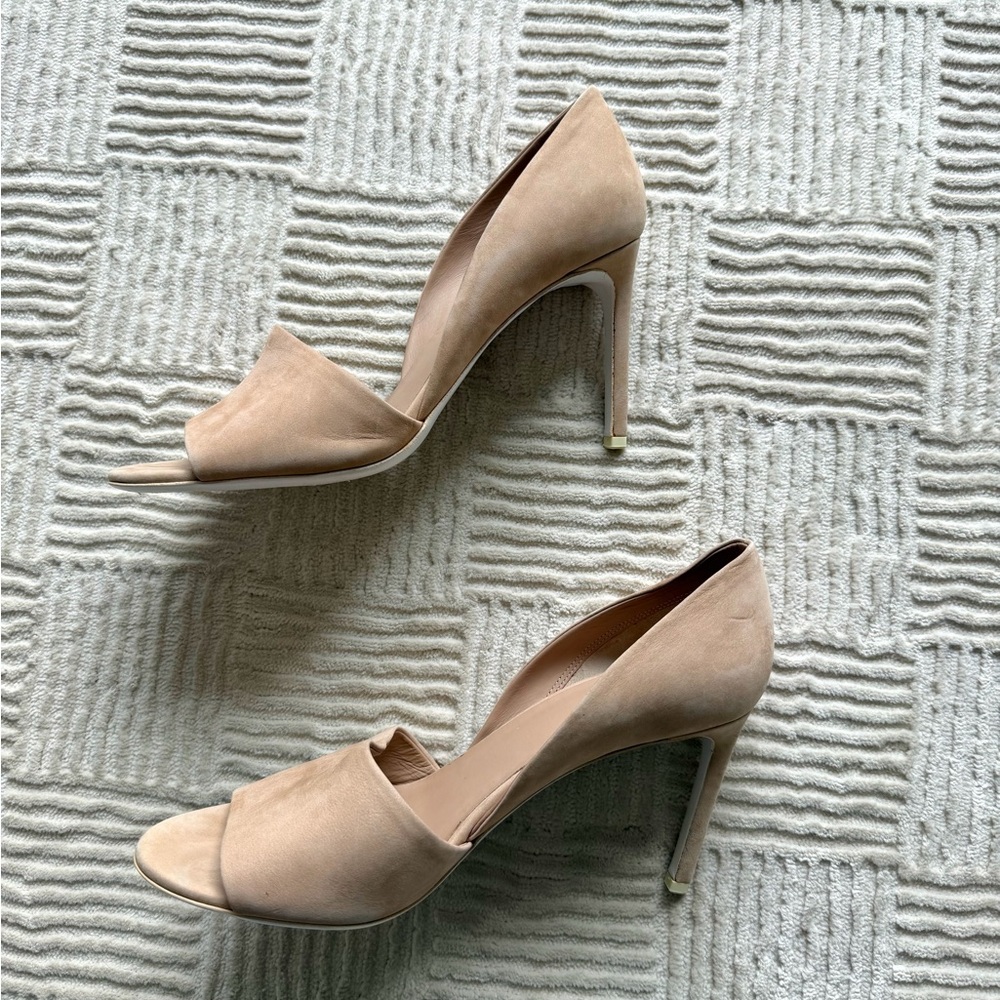 VINCE Saffron Nubuck Suede Peep Toe d'Orsay Pumps - Picture 2 of 4